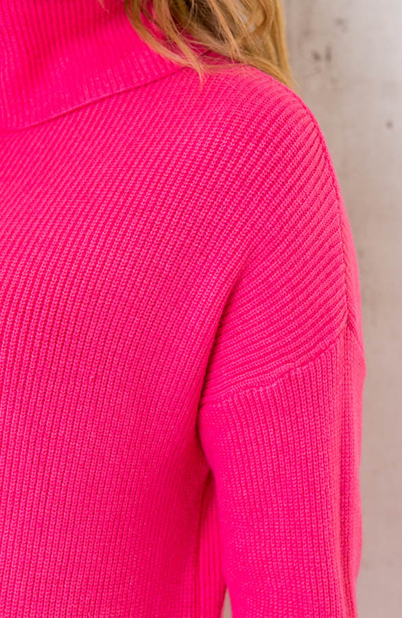 Lange-Gebreide-Col-Jurk-Roze-2