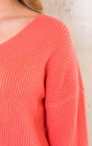 Basic-Soft-V-Trui-Koraal-Oranje-1