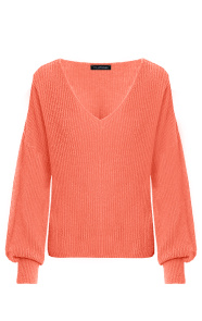Basic-Soft-V-Trui-Koraal-Oranje-2