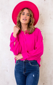 Katoenen-Oversized-Knopen-Blouse-Fuchsia-3
