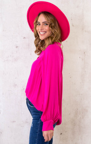 Katoenen-Oversized-Knopen-Blouse-Fuchsia-4