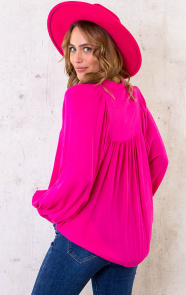 Katoenen-Oversized-Knopen-Blouse-Fuchsia-5