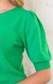 Knitted-Top-met-Pofmouwen-Bright-Green-2
