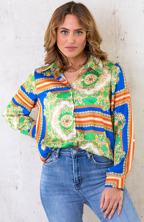Luxury-Print-Blouse-Bright-Green-4