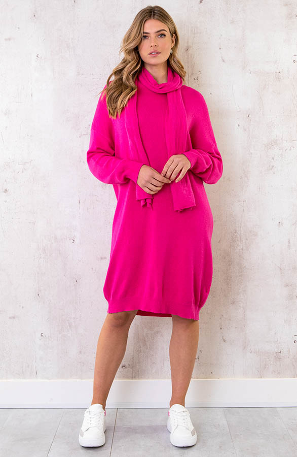 Musthave-Deal-Comfy-Jurk-Sjaal-Fuchsia-1