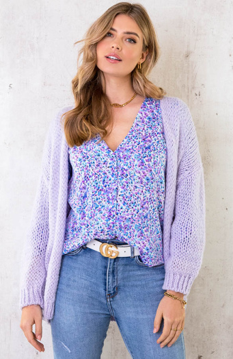 Oversized Knitted Vest Lilac