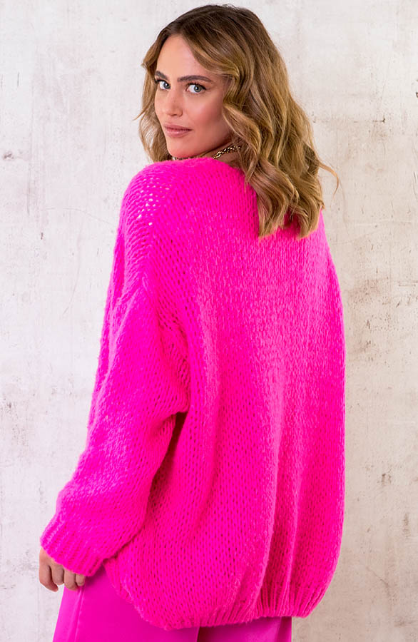 Oversized-Knitted-Vest-Neon-Pink-2