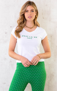 Cest-La-Vie-T-shirt-Wit-Groen-5