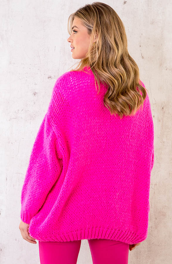 Oversized-Knitted-Vest-Neon-Pink-5