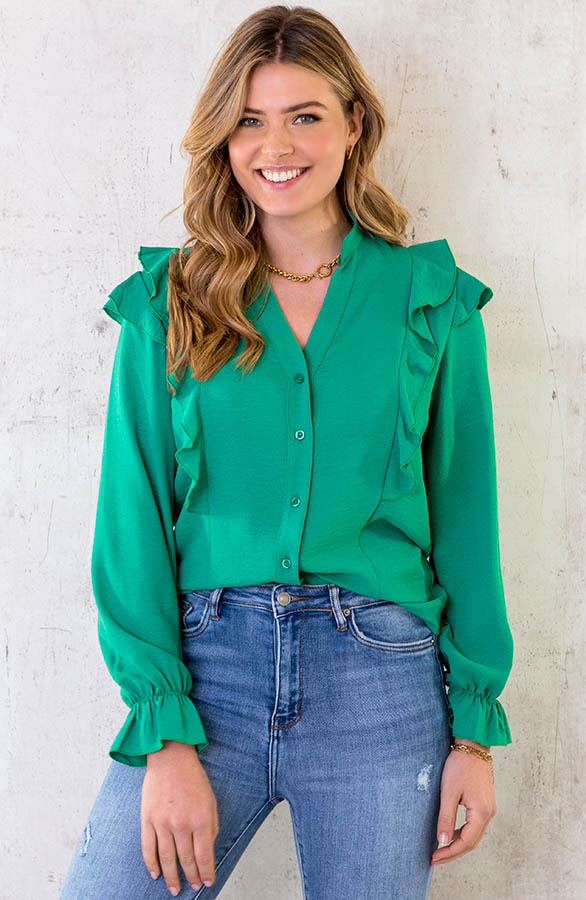 Blouse-Met-Ruches-Bright-Green-2