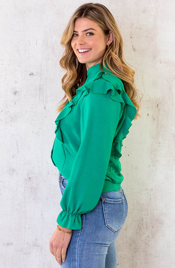 Blouse-Met-Ruches-Bright-Green-3