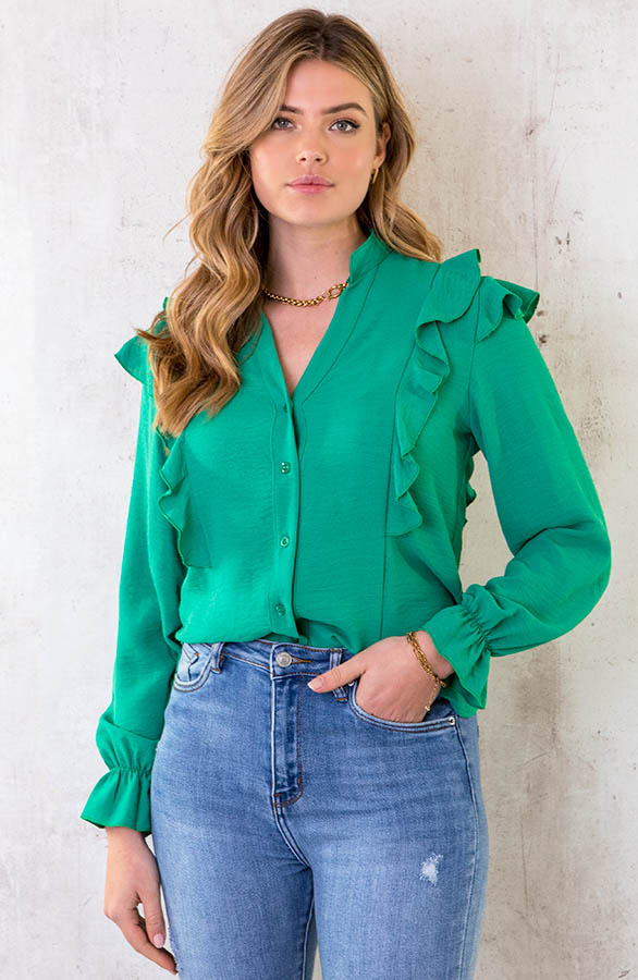 Blouse-Met-Ruches-Bright-Green