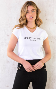 CEst-La-Vie-T-shirt-Wit-Zwart-4