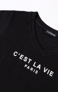 Cest-La-Vie-T-shirt-Zwart-Wit