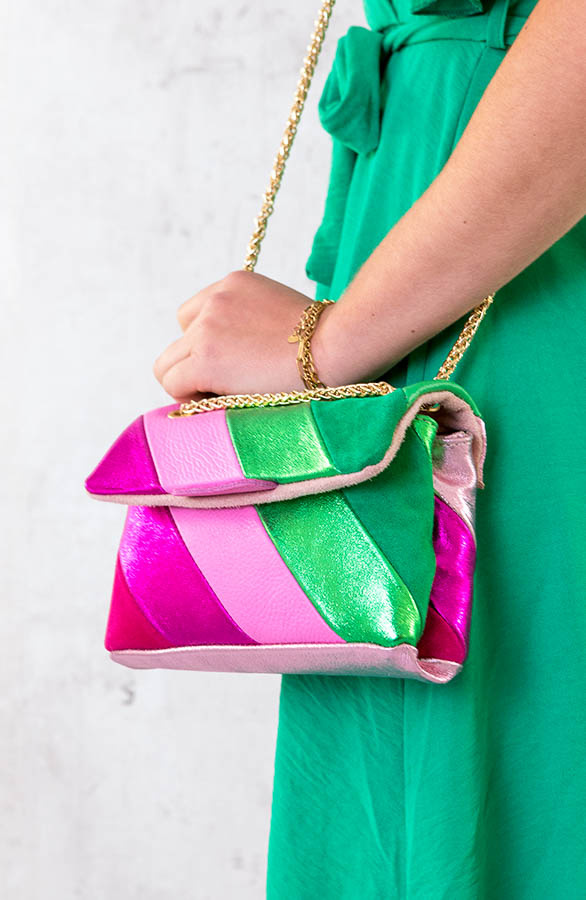 Leather-Rainbow-Chain-Bag-Roze-Bright-Green