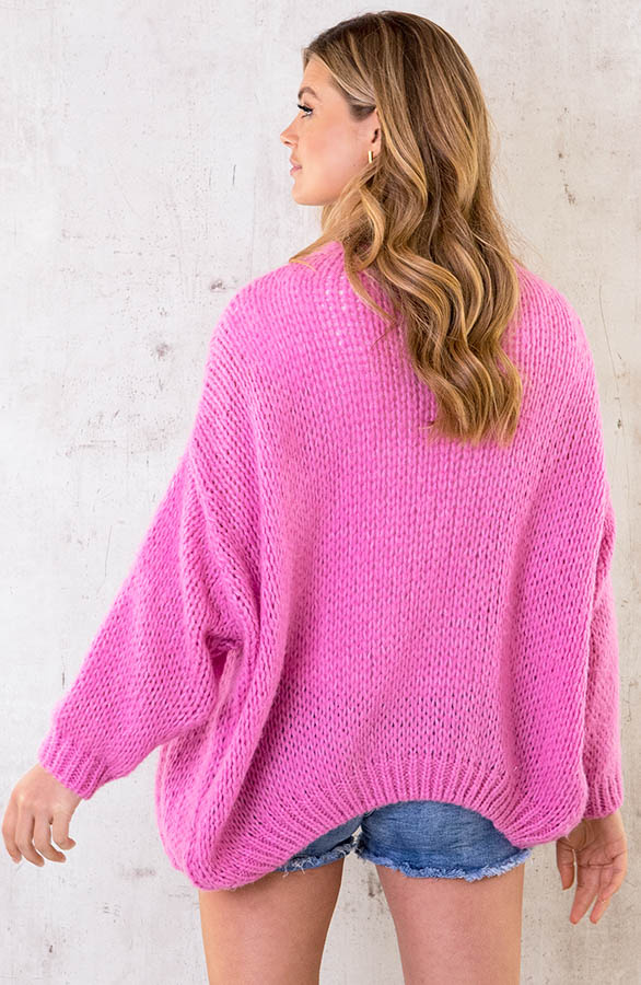 Oversized-Knitted-Vest-Candy-Pink