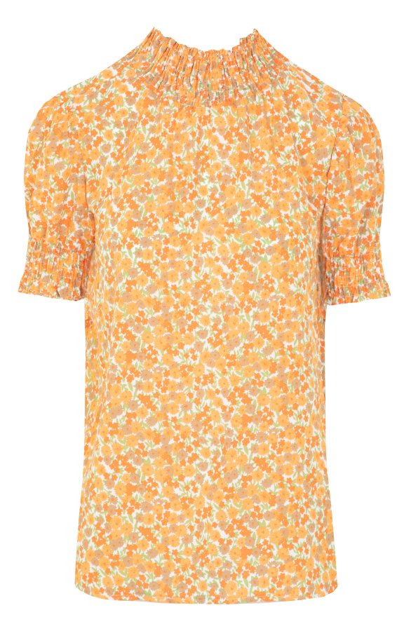 Col-Top-Bloemenprint-Oranje