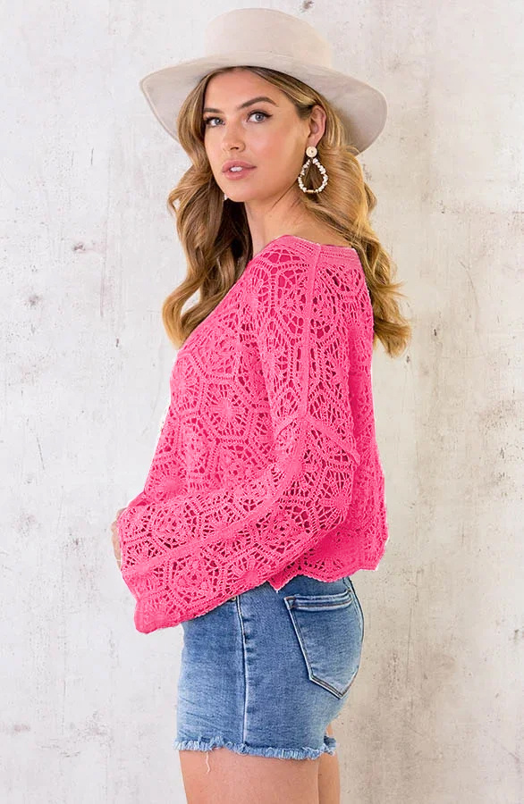Tiare Crochet Top - Fuchsia