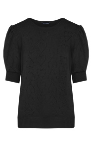 Hartjes-Knitted-Pofmouwen-Top-Zwart