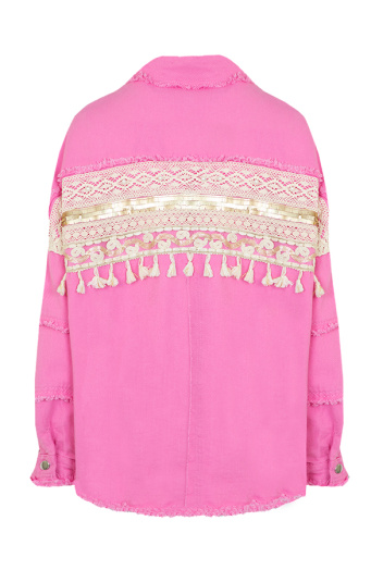 Ibiza Tassel Jacket Oversized Roze
