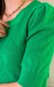 Hartjes-Knitted-Pofmouwen-Top-Bright-Green-5