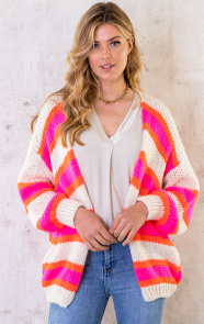Oversized-Knitted-Strepen-Vest-Neon-Roze-Oranje-1-1