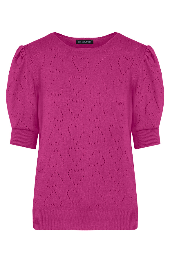 Hartjes-Knitted-Pofmouwen-Top-Magenta