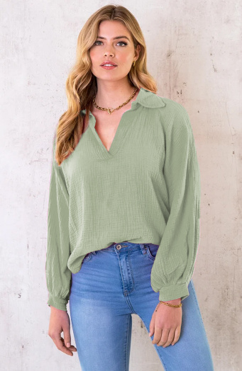 Mousseline Oversized Blouse Army
