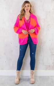 Oversized-Knitted-Strepen-Vest-Fluor-Roze-Oranje-7