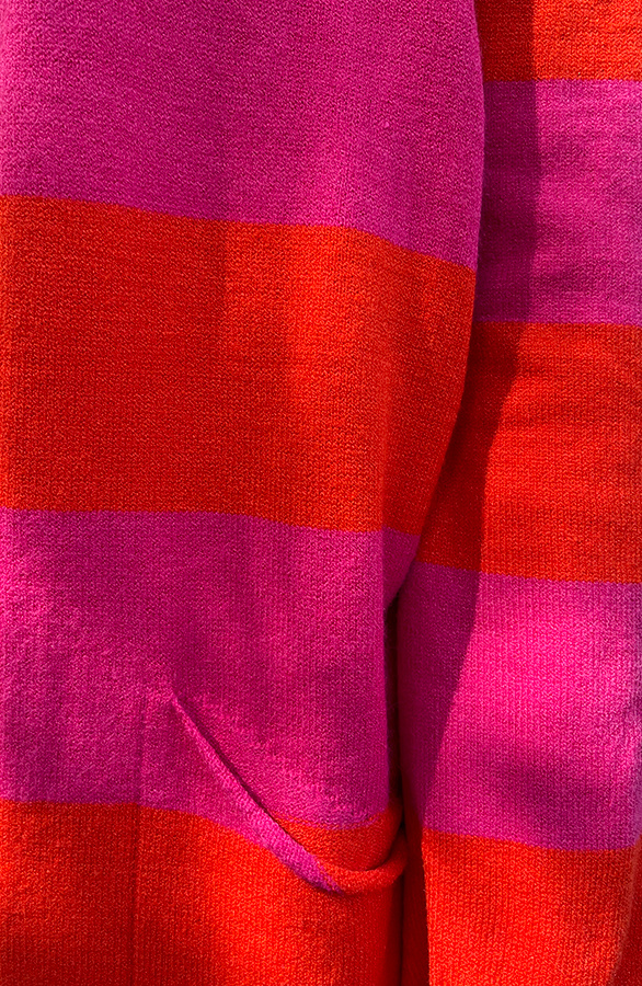 Gestreept-Midi-Vest-Roze-Oranje