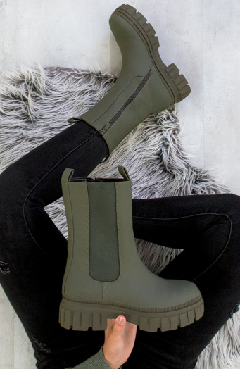 Hoge Chelsea Boots Mat Army