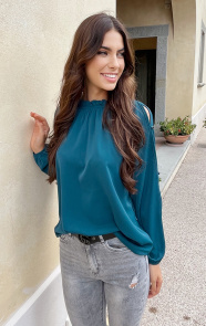 Cut-Out-Sleeve-Blouse-Petrol-1