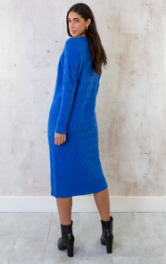 Knitted-Dress-Kabelpatroon-Kobalt-2