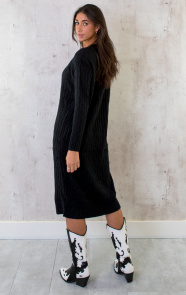Knitted-Dress-Kabelpatroon-Zwart-6