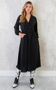 Midi-Pocket-Dress-Zwart