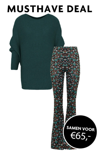 Musthave Deal Flared Broek Wild Flower + Soft Trui