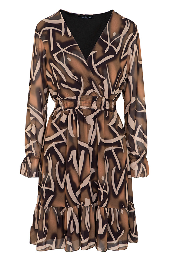 V-hals-Jurk-Paris-Camel