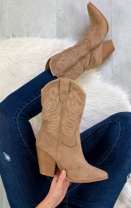 Cowboyboots-Suede-Taupe