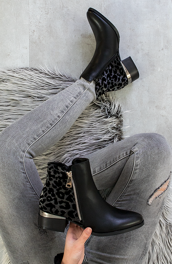 Leopard-Enkellaarsjes-Metallic