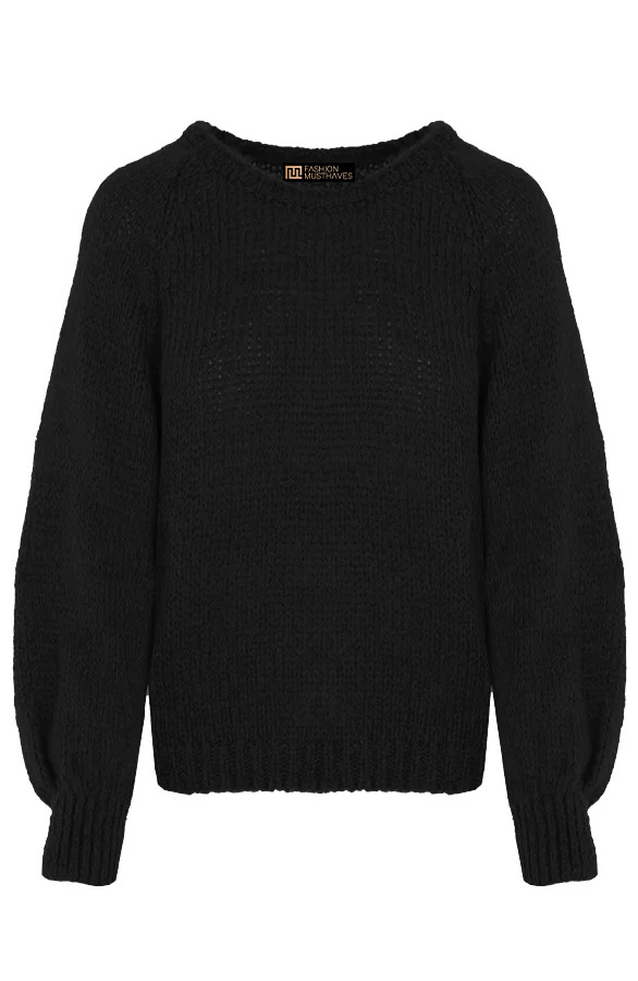 Oversized-Gebreide-Trui-Zwart