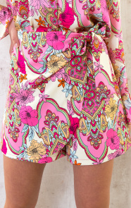 Bloemen-Overslag-Skort-Roze