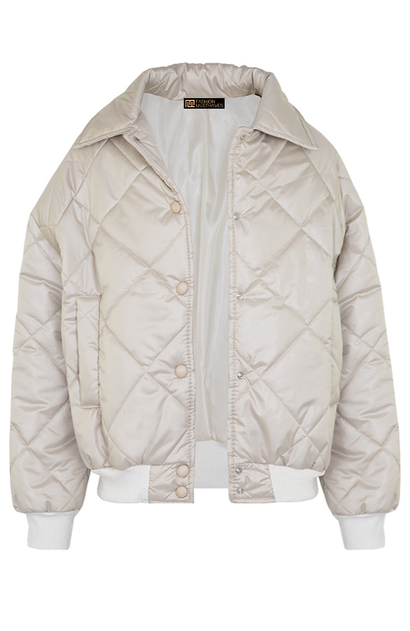 Bomber Jacket Quilted Beige Fashionmusthaves.nl