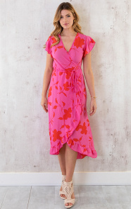 Flower-Jurk-Midi-Roze-Rood-4