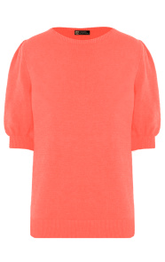 Knitted-Top-Met-Pofmouwen-Koraal