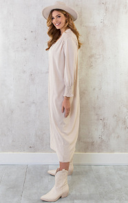Maxi-V-Hals-Jurk-Beige-1