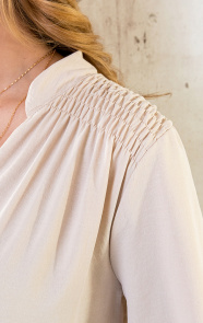 Maxi-V-Hals-Jurk-Beige