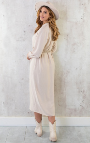 Maxi-V-Hals-Jurk-Beige-4