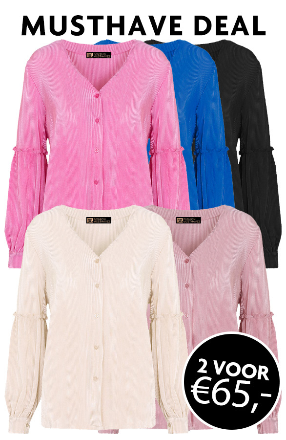 Musthave-Deal-Plisse-Blouse-Met-Ruches-Mouw