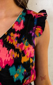 V-Hals-Multicolor-Ruffle-Top