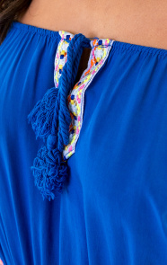 Boho-Off-Shoulder-Maxi-Jurk-Kobalt
